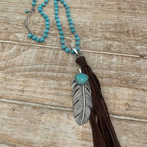 Southwest Statement Necklace Feather & Leather 🤠